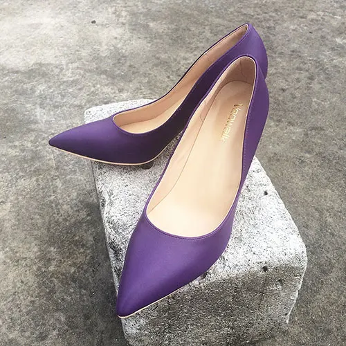 Purple 8cm Heels Veowalk/Брендовая обувь по индивидуальному заказу; женские туфли-лодочки на высоком каблуке; фиолетовые Простые сандалии из микрофибры без застежки; Свадебные/вечерние туфли на очень высоком каблуке - Цвет: Purple 8cm Heels