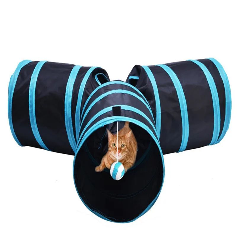 Новые Pet Туннель Cat Складная 3 Отверстия Пэт Играть В Игрушки Тоннеля С мяч Весело
