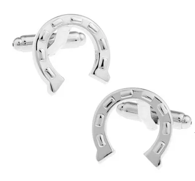 

1 pair Men Cufflinks Silver Color Brass Houseshoe Design