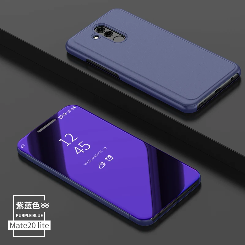 Роскошный зеркальный флип чехол для huawei mate 20 lite умный прозрачный Honor 10 8 9 Полное
