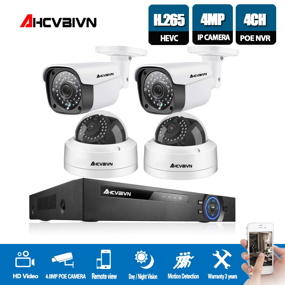 HD 4CH 5MP 1080P HDMI 48V POE 5MP NVR CCTV камера система наружная безопасность 4.0MP ip-камера P2P система видеонаблюдения NVR комплект