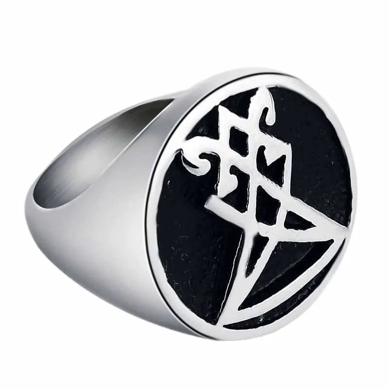 Мужское кольцо из нержавеющей стали с символом сатаны Sigil of Lucifer ювелирные
