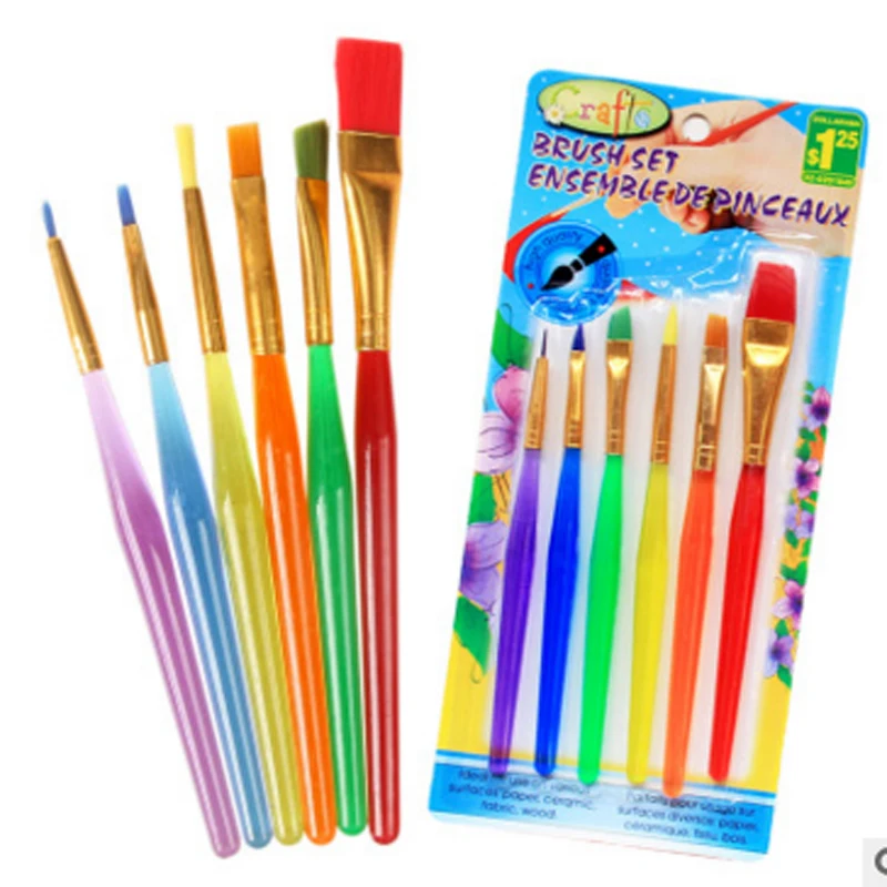 

30pcs/lot Paint Brush Set New Nylon Handle Brush Kid Educational Craft Toy Watercolor Drawing Painting Kindergarten Crafts