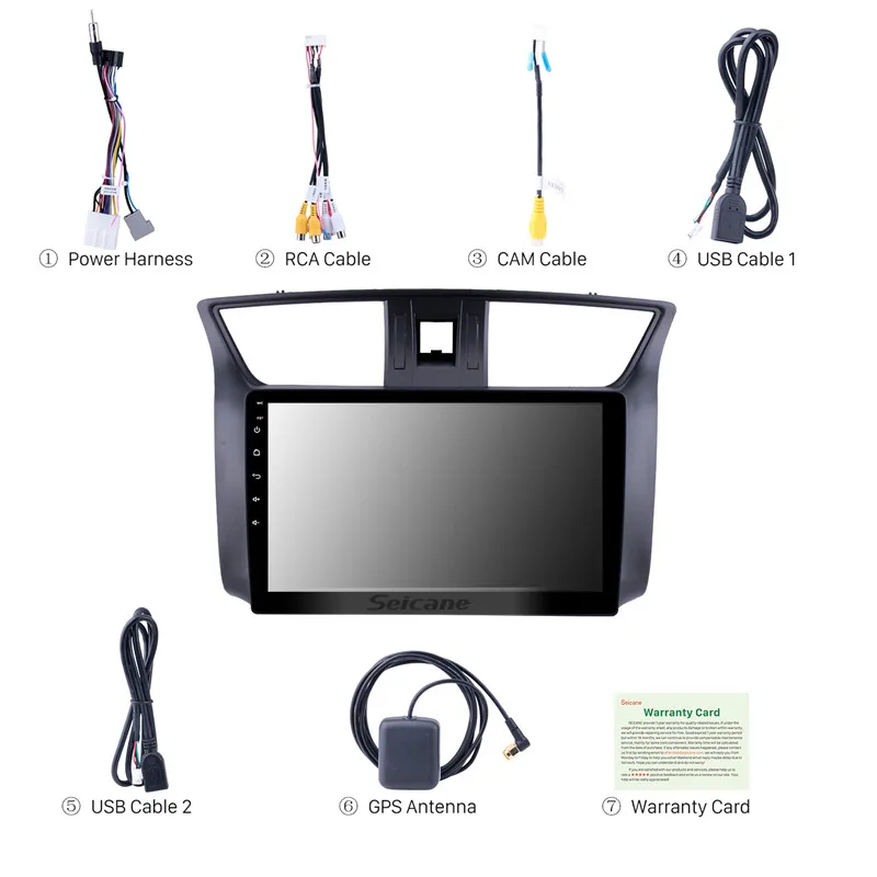 Seicane 2DIN Android 9.1 Автомобильный мультимедийный плеер для Nissan Sylphy 2012 2013-2016 с сенсорным экраном GPS навигацией 10.1 дюйма стерео задней камерой.