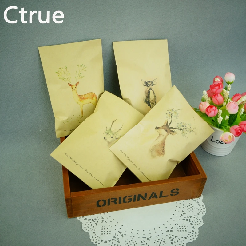 Ctrue 20 шт/партия крафт бумажный пакет для конфет с Спасибо стикер Упаковка