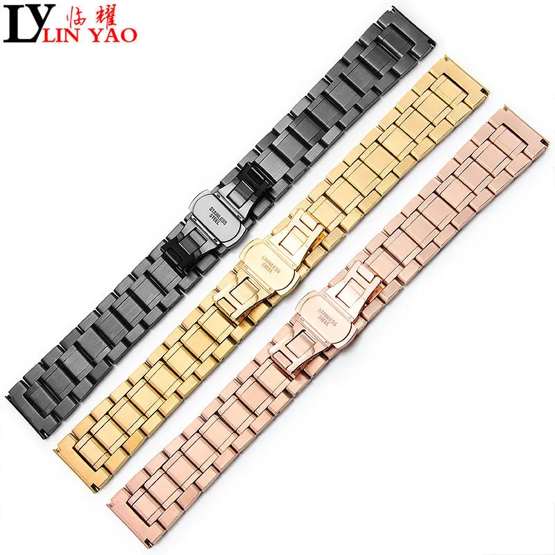 Браслет из нержавеющей стали браслет застежка-бабочка 18 мм/20 мм/21 мм/22 мм подходит