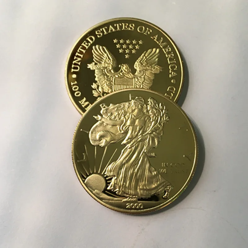 3 шт редкая серия 2000 Свободные монеты 24 K настоящий позолоченный значок 40 мм Орел задняя сторона сувенир домашнее украшение монета