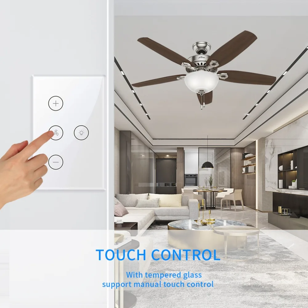 Timethinker Smart Life Fan Switch ЕС США Wifi потолочный светильник сенсорный переключатель