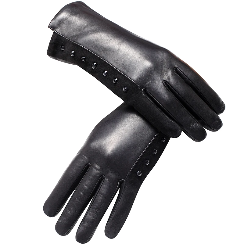 Натуральная Кожа перчатки Высшего Сорта женские Моды кожаные Старинные зимние