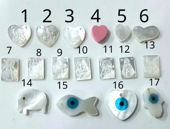 

Double Drilled 25pcs 8x11-15x20mm Genuine MOP Shell ,Carved Ablong Rectangle Virgin Jesus White Jewelry Beads