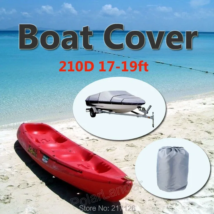 210D Oxford Cloth Grey 125&quot Boat Cover for 17-19ft Beam Fish Ski V-Hull Weather Proof UV Snow Protected | Автомобили и