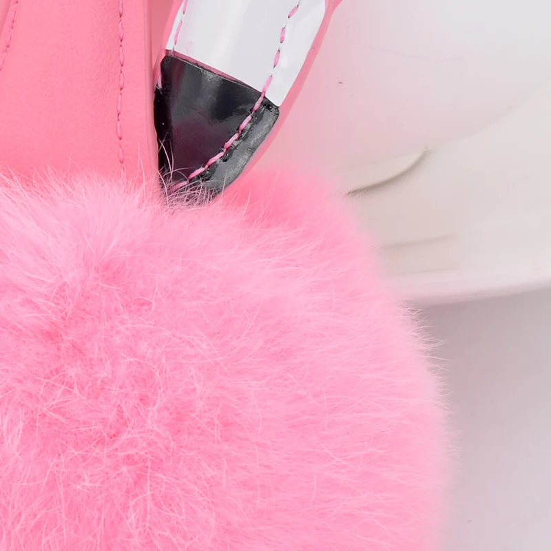

2019 Flamingo Keychain EASYA Handmade Cute Pompon Pink Bunny Fur Keychain Charm Handbag Pendant Accessories Boutique Gift