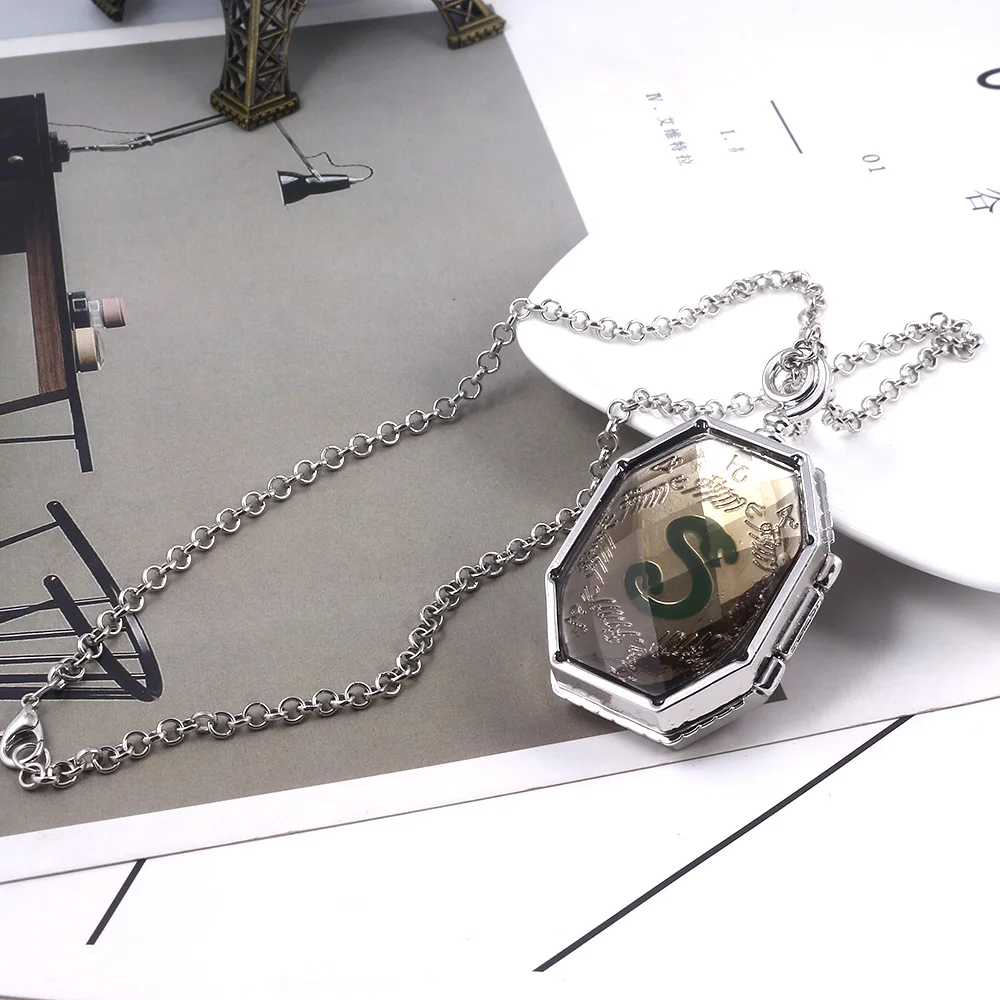 RJ hp Slytherin медальон-крестраж ожерелья в виде змеи Хогвартс Дары смерти Сортировка шляпа Время Тернер диадема Сова мужские подвески ювелирные изделия