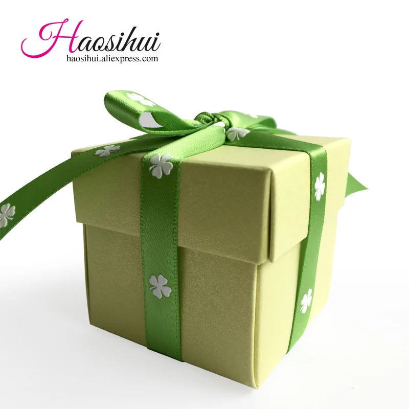 Haosihui 25 шт./лот новая классическая зеленая + белая маленькая коробка для конфет с