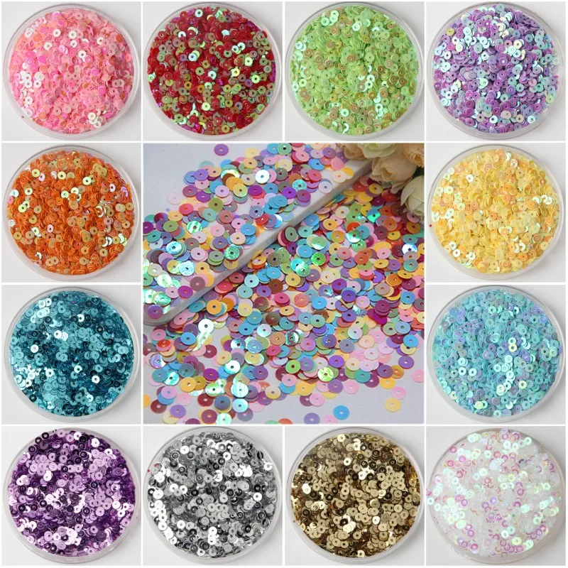 

3mm 4mm 5mm 6mm Flat Round PVC Loose Sequins Paillette Sewing Craft for Wedding Decoration Garment Dress Shoe Caps DIY Accessory