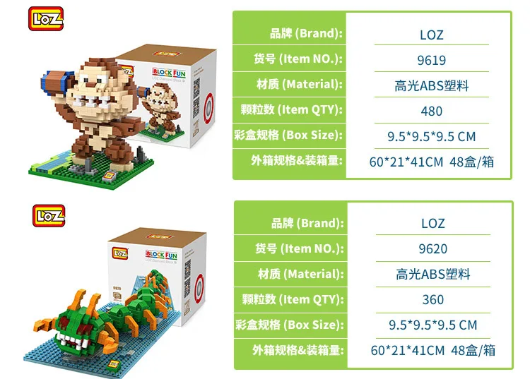 LOZ Diamant Blocs пиксели фигурку Jouets Loisirs King Kong Poupee Orang outan Animal Modele De Brique D'argile Assemblee|pixels