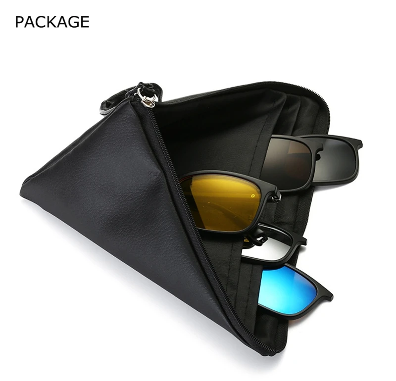Spectacle Frame Men Women With 5 Piece Clip On Polarized Sunglasses Magnetic Glasses Male Driving Myopia Optical RS477