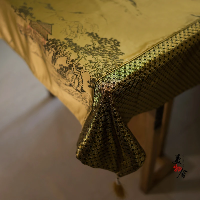 Скатерть золотого цвета для двора роскошная вышивка свадебная комната диван