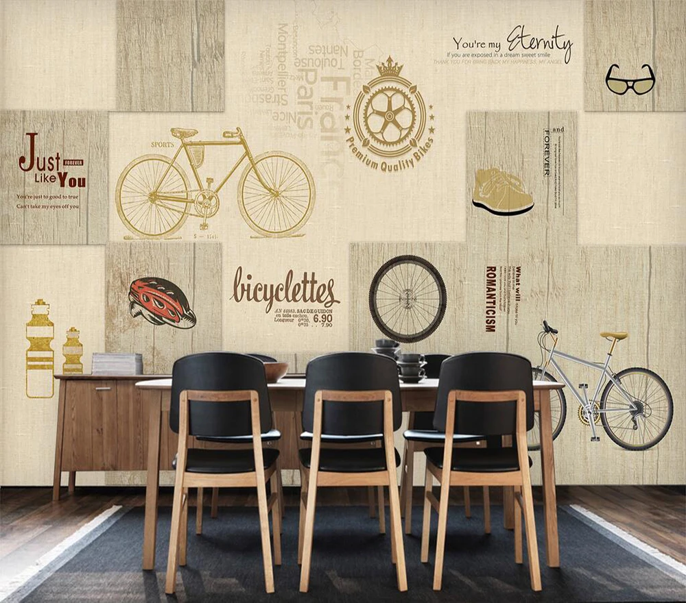 Decorative wallpaper Hand-painted bike background wall painting | Обустройство дома