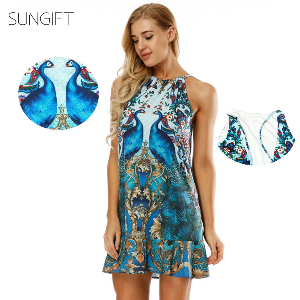 Женское платье в африканском стиле SUNGIFT с цифровым принтом короткими рукавами 5