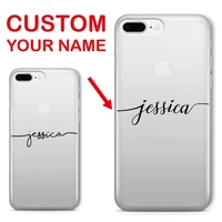 personalization custom name text soft clear phone case for iphone 12 mini 5 5s 6 6s xs max 7 7plus 8 8plus x 11 pro max