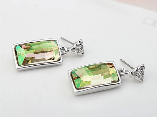 

Wedding Jewelry 100% Crystals from Swarovski Drop Earrings For Women Geometric Square Brincos Dangle Earrings Birthday Gift