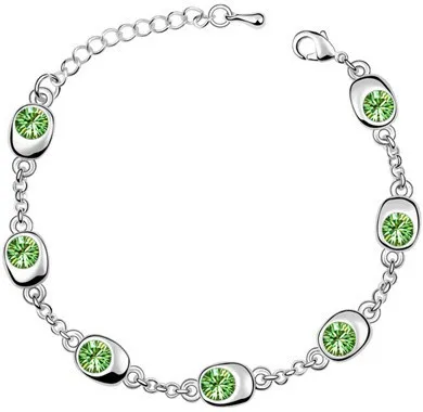 silver green Подарок на день рождения, высокое качество, 7 бусин, Звездные глаза, браслеты с кристаллами, модные ювелирные изделия, 12 цветов, милые Подвески для женщин - Окраска металла: silver green