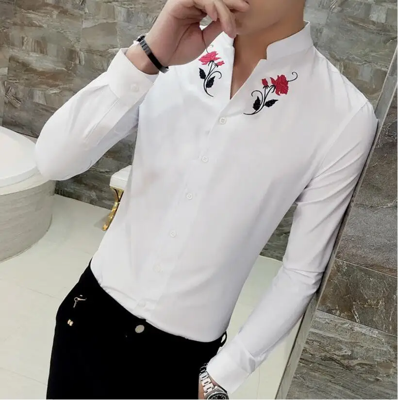 2019 крутые весенние модные рубашки с цветочным принтом для мужчин Повседневная