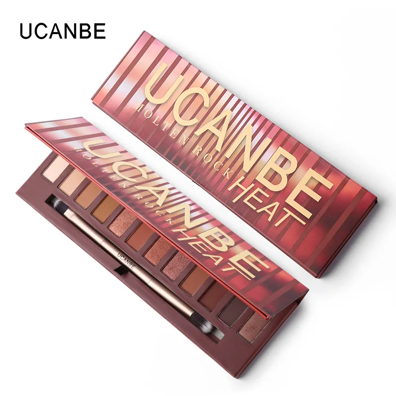 UCANBE, 1 шт., брендовые,, 12 цветов, тени для век, палитра для макияжа, мерцающая, матовая, коричневая пудра, дымчатые тени для век с кистью, TSLM2