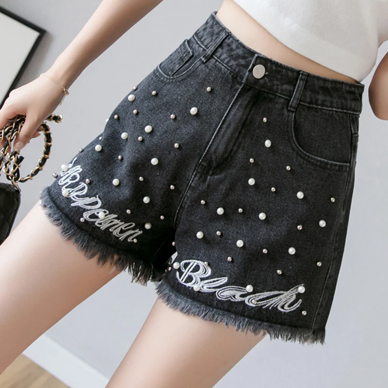 Джинсы FMFSSOM с высокой талией прямые шорты из джинсовой ткани вышивкой облегающие