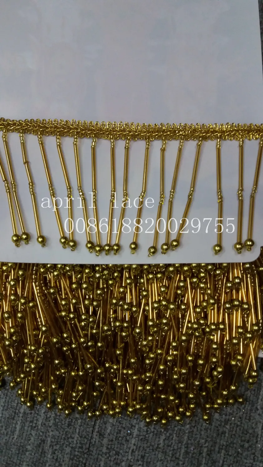 10 ярдов ширина 9 см Золотая лента с бисером кисточка бахромой для