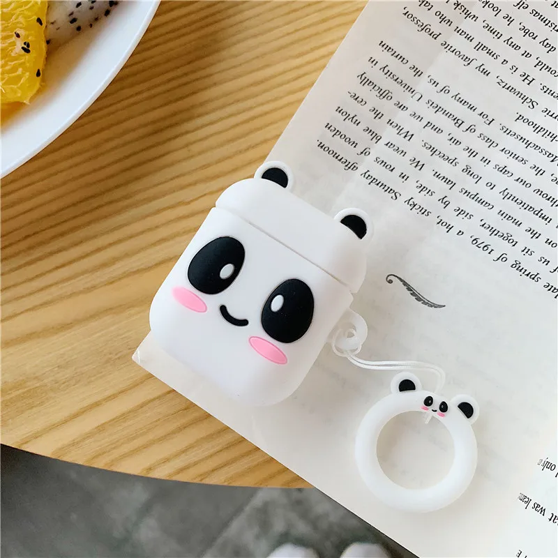 Силиконовый защитный чехол для AirPods 2 3D Медведь собака милый мультфильм чехол для Apple Air pods чехол для Earpods прекрасный кольцевой ремень