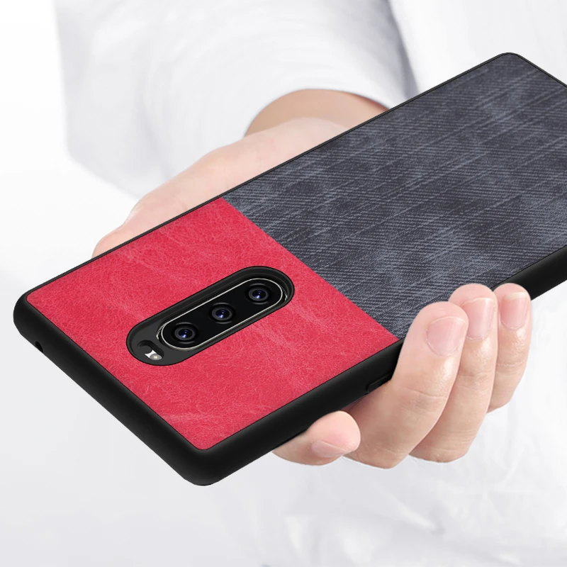 SRHE For Sony Xperia 1 Case Cover 6.5'' PU Leather and Denim Silicone Back Xperia1 J8110 J8170 J9110 |