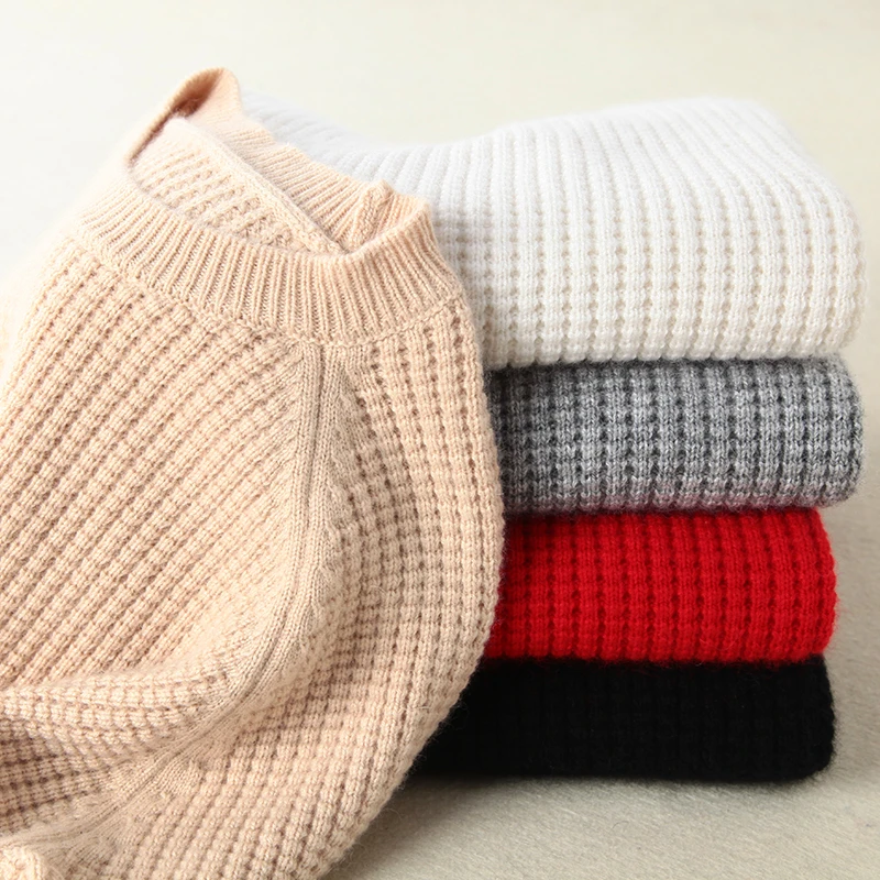 cashmere blends crochet knit add thick women's fashion sweater pullover loose languid low Oneck S-2XL 8color | Женская одежда