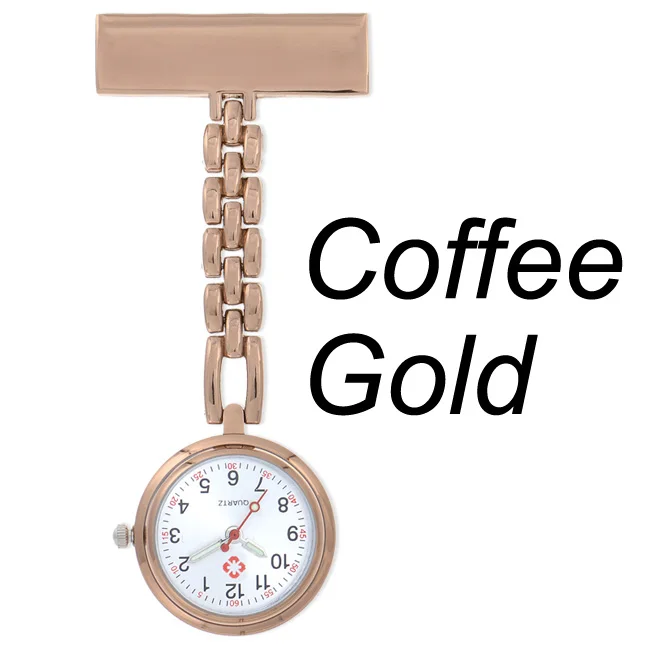 Coffee Gold Персонализированные Индивидуальные Бесплатные Выгравированные с вашим именем высокое качество булавка брошь из нержавеющей стали нагрудные карманные часы Fob медсестры часы - Цвет: Coffee Gold