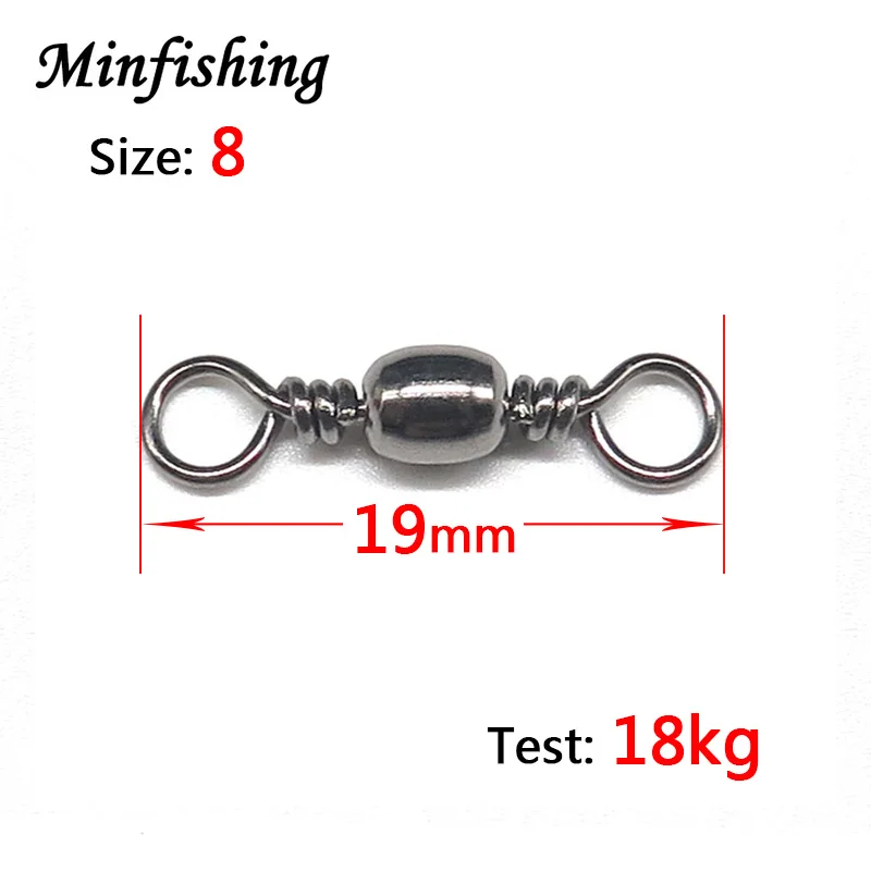 Minfishing, 100 шт./лот, Вертлюг, вертлюг для рыбалки, углеродистая сталь, Вертлюг, Океанский Разъемный соединитель для рыбалки, крюк - Цвет: Size 8