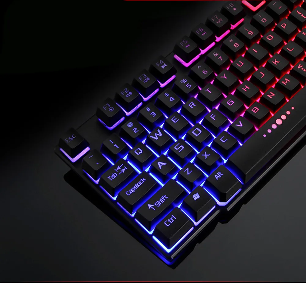Мини тонкая Механическая игровая клавиатура с Цветной подсветкой USB Проводная