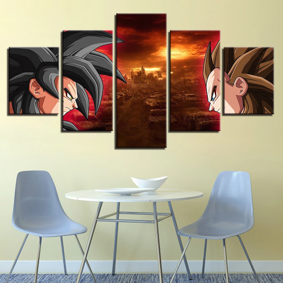 Картины на холсте домашний декор рамки для гостиной 5 шт. аниме Dragon Ball Z картины HD