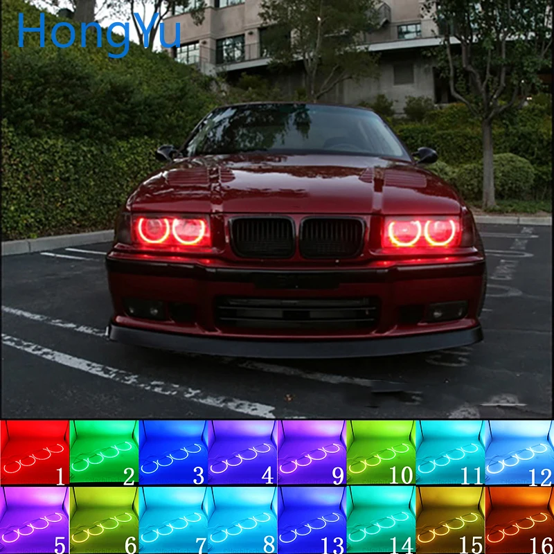 

Фара, разноцветная, RGB, дневные ходовые огни, Радиочастотный пульт дистанционного управления для BMW 3 серии E36 1990-2000, 4x мм