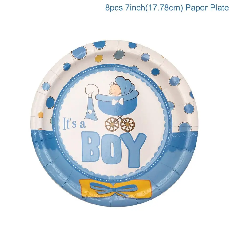 QIFU Baby Shower мальчик девочка его Девочка Синий Розовый воздушные шары для украшения вечеринок первый день рождения пол раскрыть BabyShower вечерние принадлежности - Цвет: Paper Plate 3