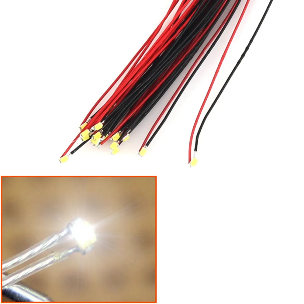 

T0402 20pcs Pre-soldered micro litz wired leads Red SMD Led 0402 NEW Warm white/ Bright White/Red/Green