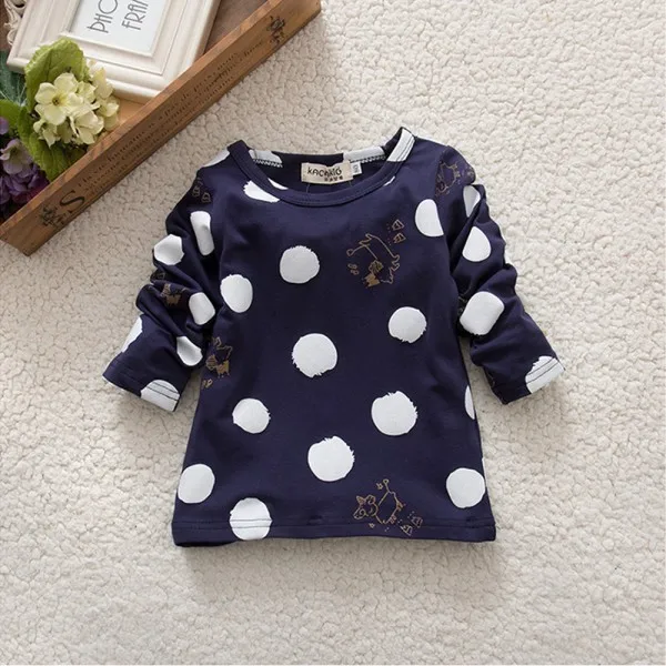 Детская Хлопковая футболка в горошек с длинным рукавом|top girls kids|baby clothingbaby tops |