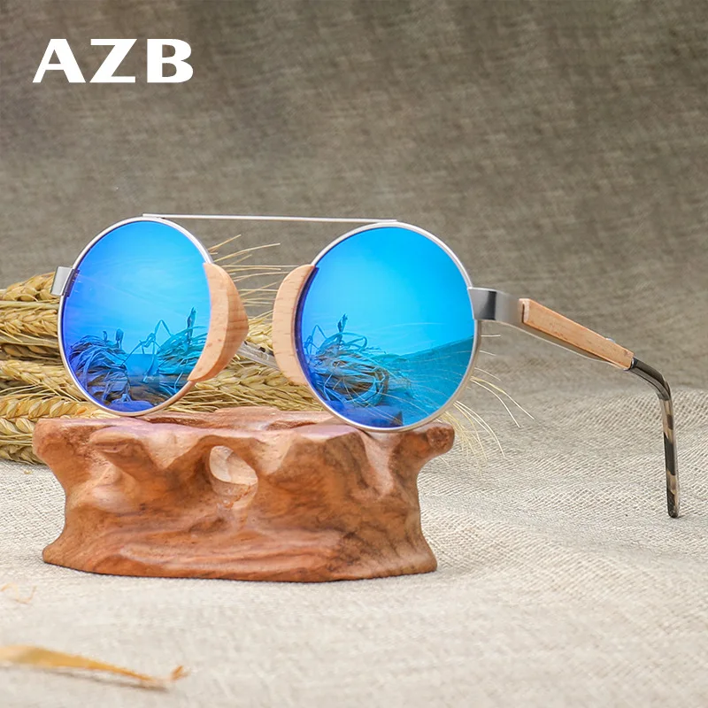 

Солнцезащитные очки AZB с бамбуковыми линзами для мужчин и женщин, Поляризационные солнечные аксессуары в стиле стимпанк, с защитой от ультр...
