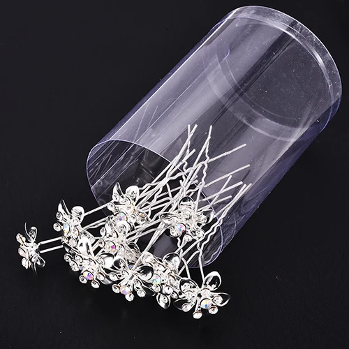Flower Hairpins M MISM, 1 упаковка = 12 шт., свадебные стразы, заколки для волос с цветком, блестящие аксессуары для волос из сплава с кристаллами - Цвет: Flower Hairpins