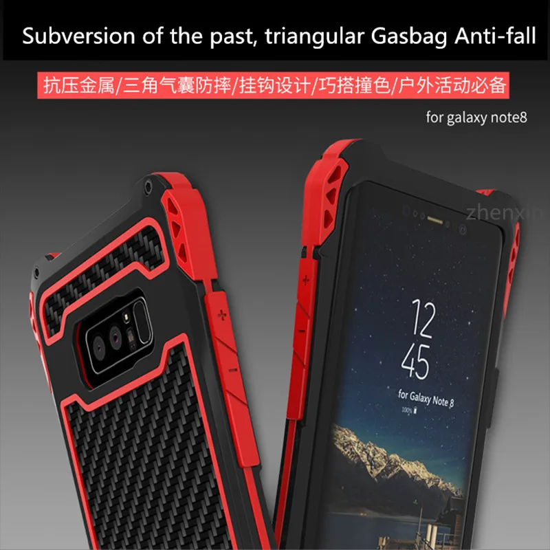 Для samsung Galaxy Note 9 8 S8 чехол R JUST противоударный углеродного волокна Алюминий Металл