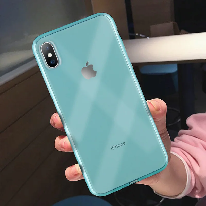 Blue Lovebay для iPhone 6, 6s, 7, 8 Plus, X, XR, XS Max, чехол для телефона, цветная прозрачная Противоударная рамка, мягкий ТПУ чехол для iPhone 11Pro Max - Цвет: Blue