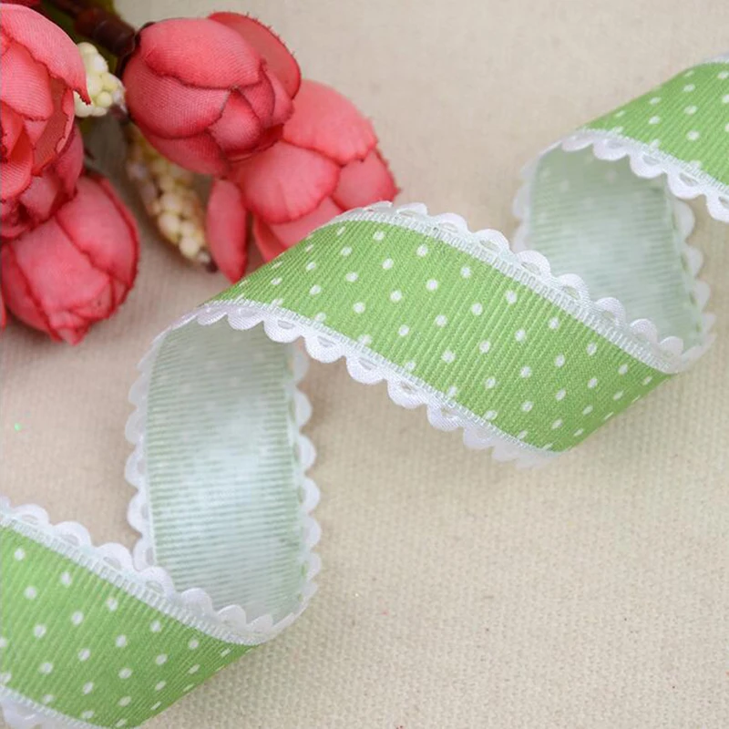 Grosgrain ленты печати горошек кружева край 25 мм Высокое качество DIY свадебная одежда
