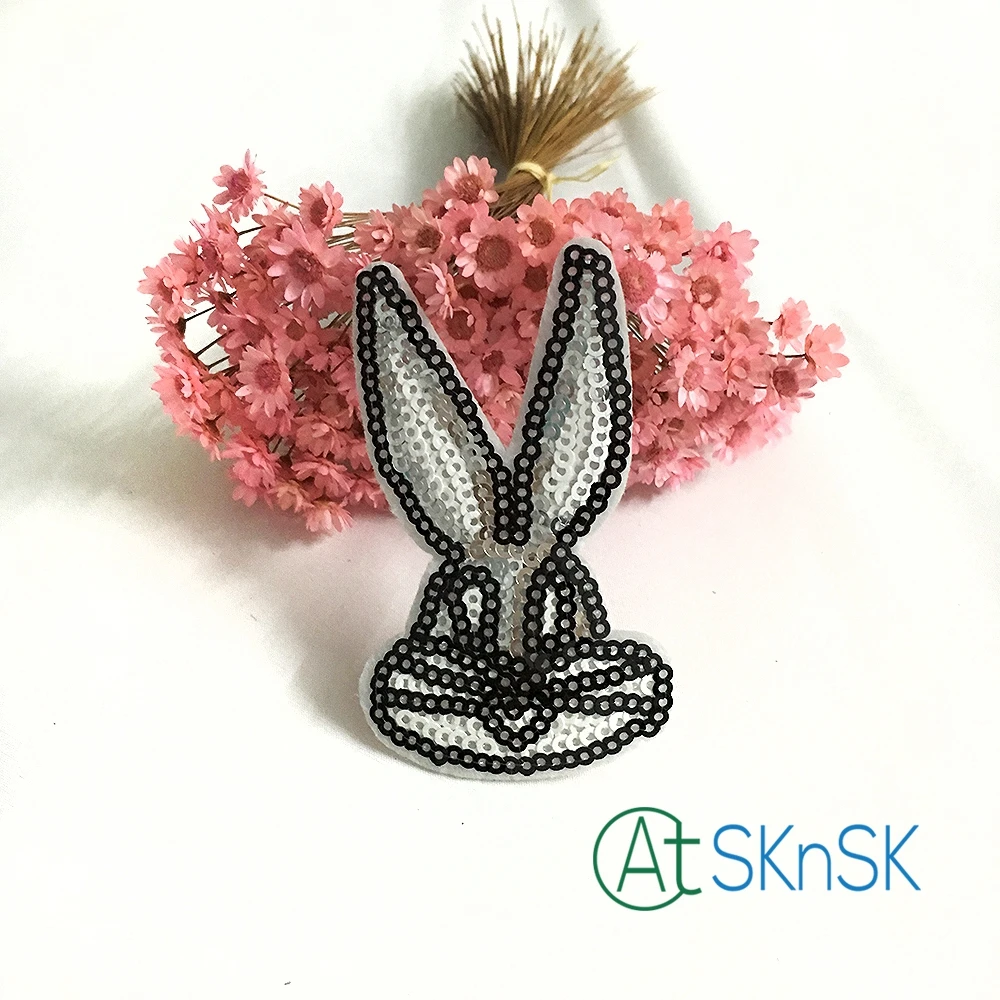 50 шт./лот длинные нашивки в виде животных с кроличьими ушками серый кролик