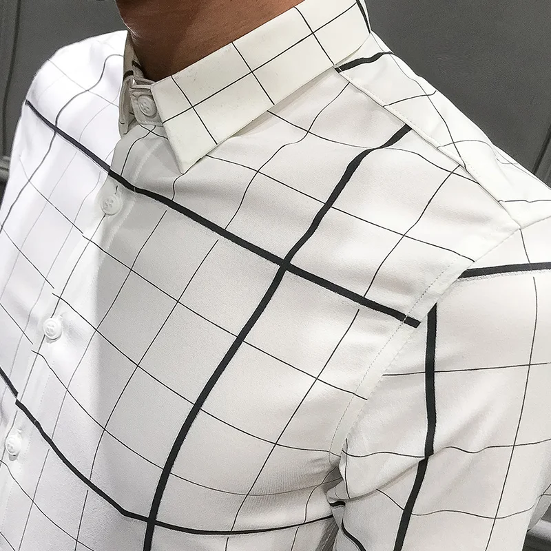 Chemise homme Весна Лето Новая мужская рубашка 2019 уличная мода клетчатая платье