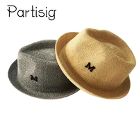 summer children hat letter m straw cap for boys panama hat children sun cap roll up baby hats caps